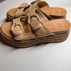 Dolce Vita Witny Platform Sandals Buckle Slide 8.5 Tan New Without Box